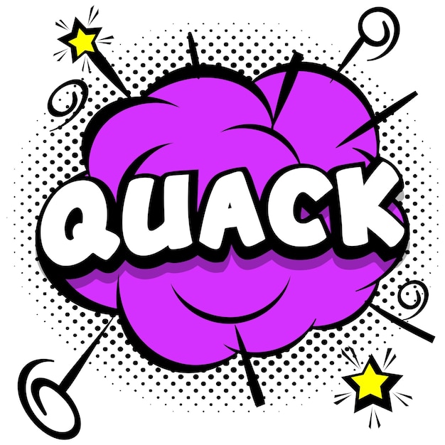 Free vector quack comic bright template with speech bubbles on colorful frames