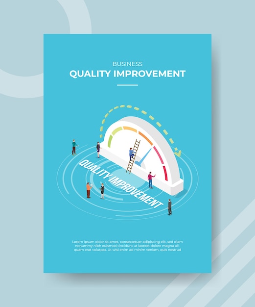 Quality improvement concept poster template with isometric style vector illustration