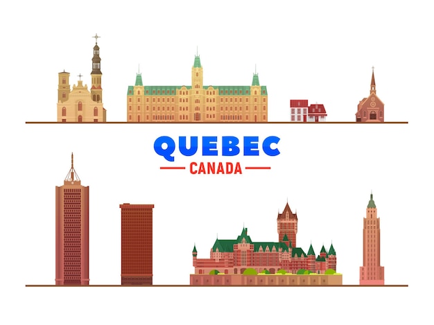 Quebec city Canada famous landmarks in white background Vector Illustration Business travel and tourism concept with modern buildings Image for presentation banner placard and web site