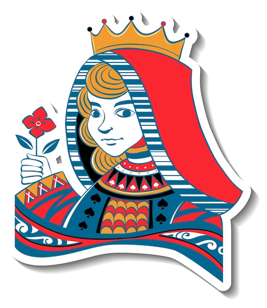 Queen playing card character sticker