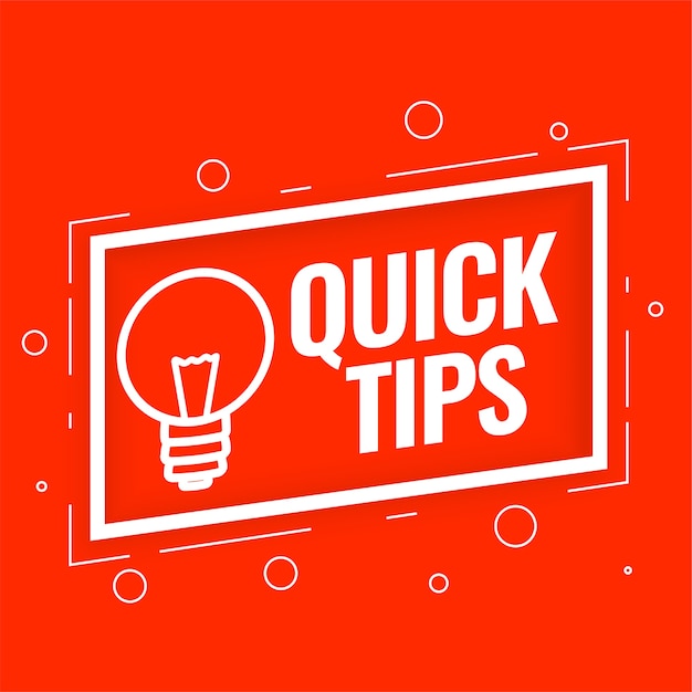 Free Vector quick tips background for helpful tricks and hints