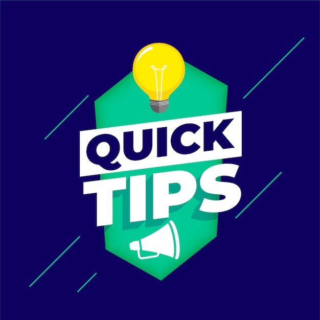 Quick tips background with bulb and megaphone