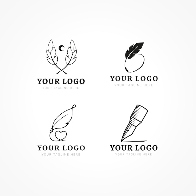 Free Vector quill pen logo template