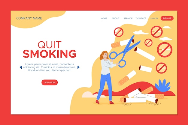 Free Vector quit smoking concept landing page