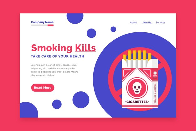 Quit smoking landing page with cigarettes