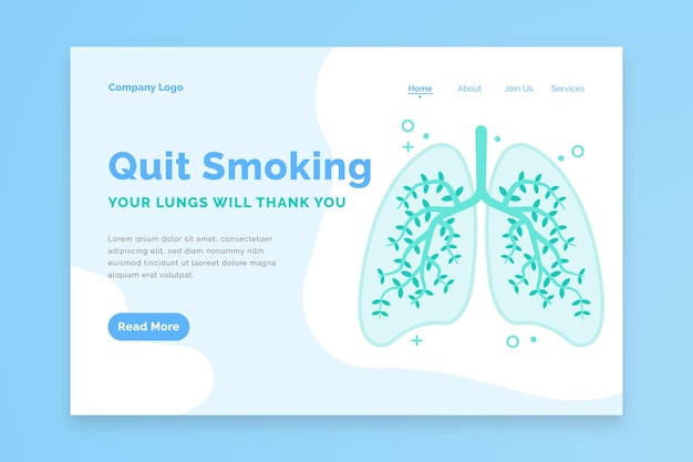 Quit smoking landing page with lungs