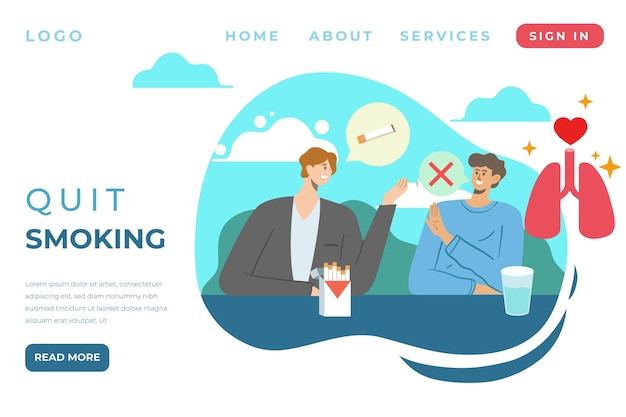 Free Vector quit smoking landing page