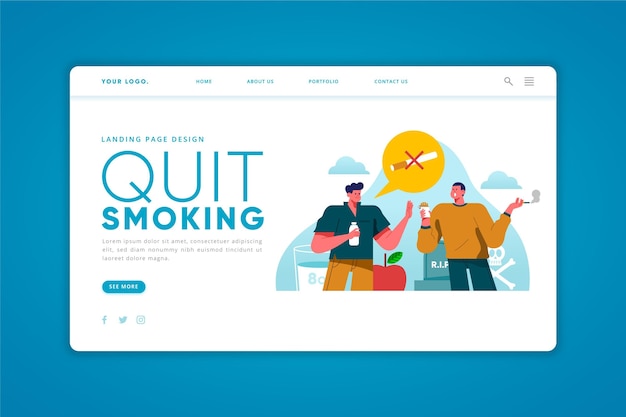 Free Vector quit smoking landing page