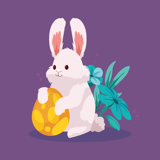 Rabbit hugging spring egg