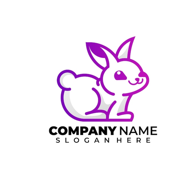 Rabbit line art gradient logo