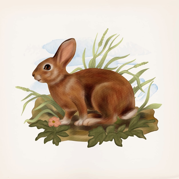 Free Vector rabbit retro animal illustration