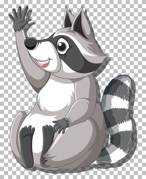 Free Vector raccoon raising hand cartoon character