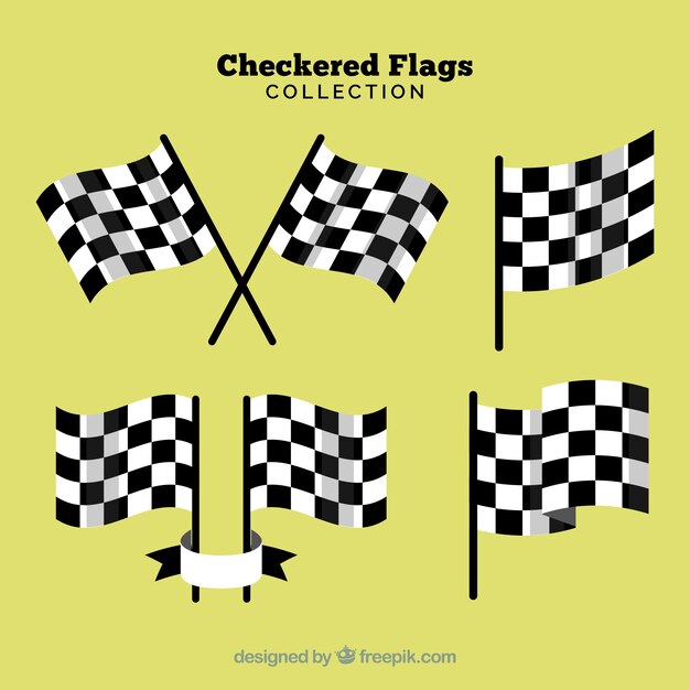 Race checkered flag collection with realistic design