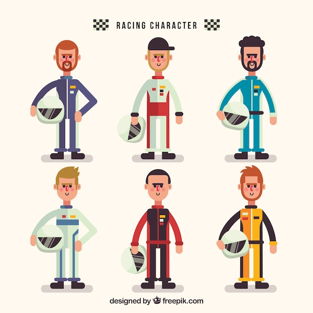 Free vector racing character set