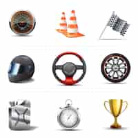 Free vector racing decorative icons set