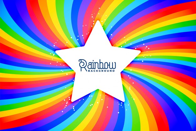 Radial rainbow swirl background with star