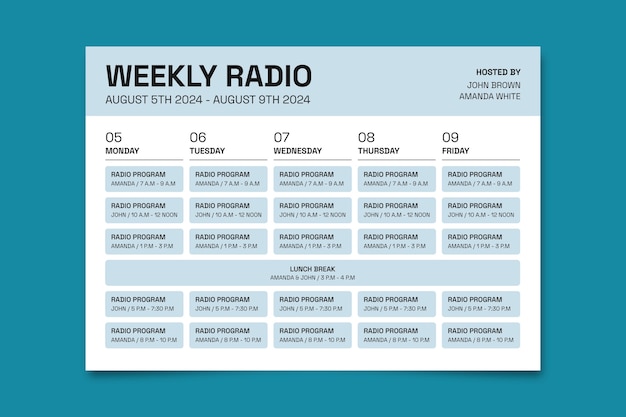 Radio schedule template design