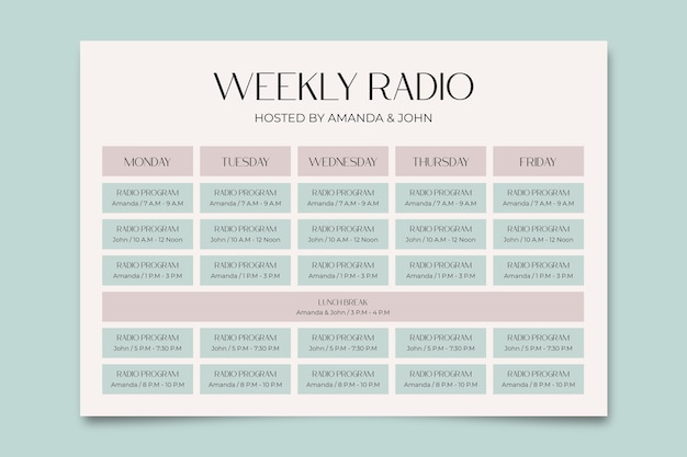 Radio schedule template design