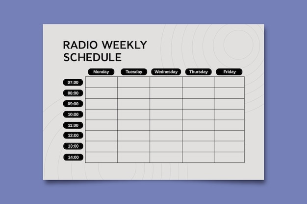 Free vector radio weekly schedule template design