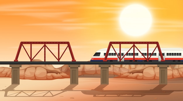 Free vector a rail at desert scene