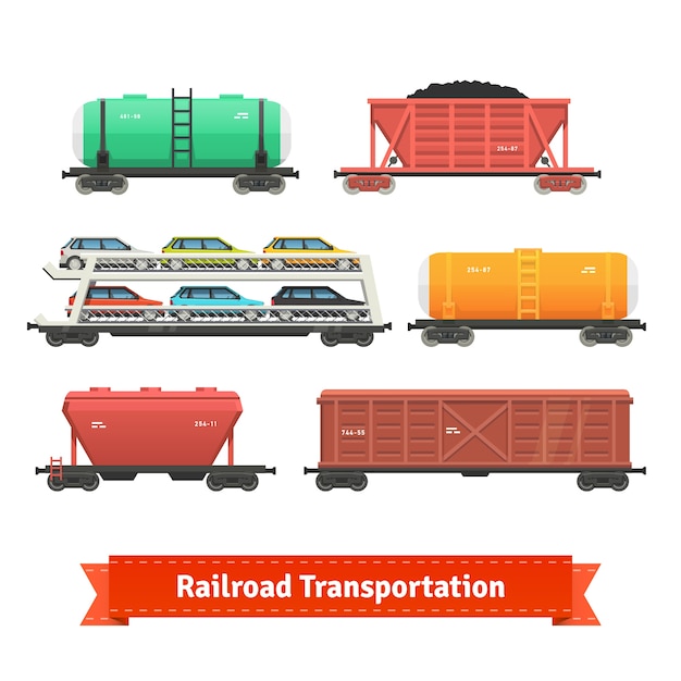 Free Vector railroad transportation set