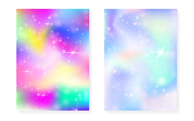 Rainbow background with kawaii princess gradient Magic unicorn