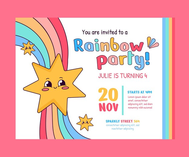 Rainbow birthday invitation template