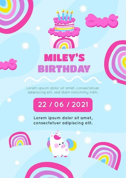 Rainbow birthday invitation template