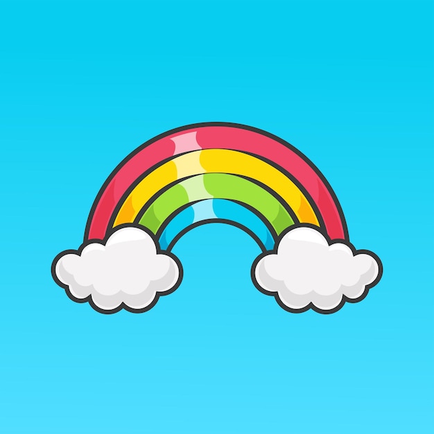 Free Vector rainbow on cloud cartoon vector icon illustration nature object icon isolated flat vector