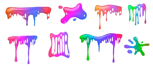 Free Vector rainbow colored slime mucus drip