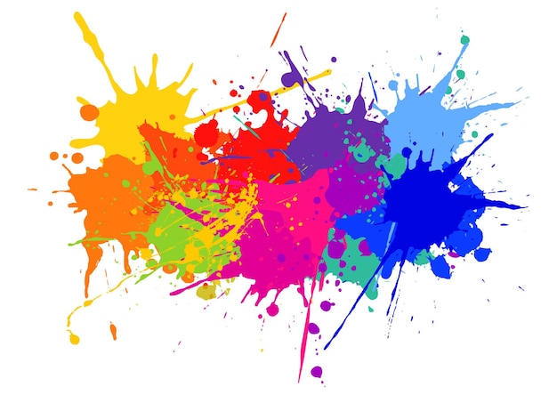 Free vector rainbow coloured hand painted watercolour splatter design