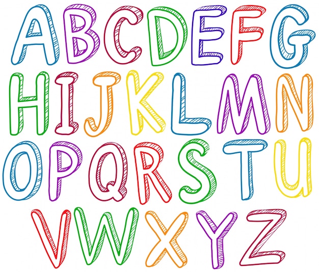 Rainbow english alphabet A to Z