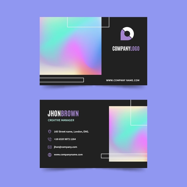 Rainbow gradient business card template