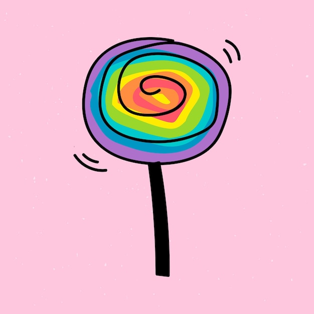 Rainbow lollipop illustrated on a pink background vector