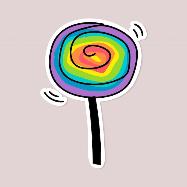 Rainbow lollipop sticker with a white border vector