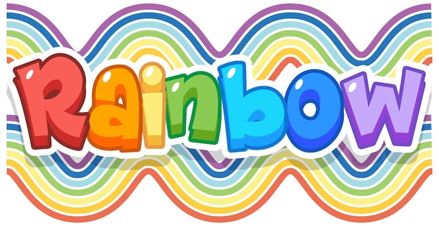 Free Vector rainbow word logo on rainbow wave background