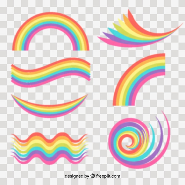 Free vector rainbows collection in different shapes