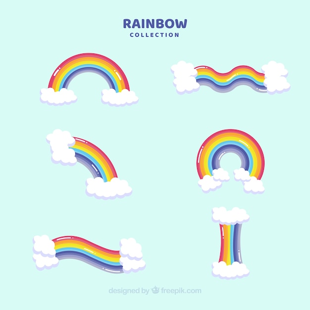 Free Vector rainbows collection with different shapes in flat syle