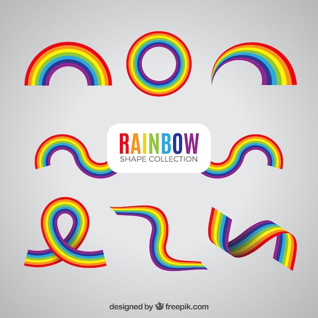 Free Vector rainbows collection with different shapes in flat syle