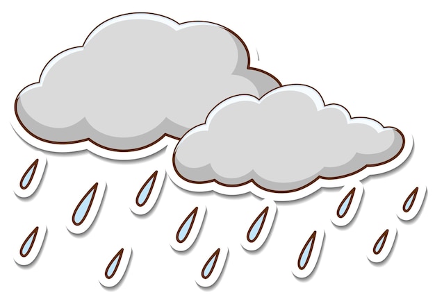 Free vector rainy cloud sticker on white background