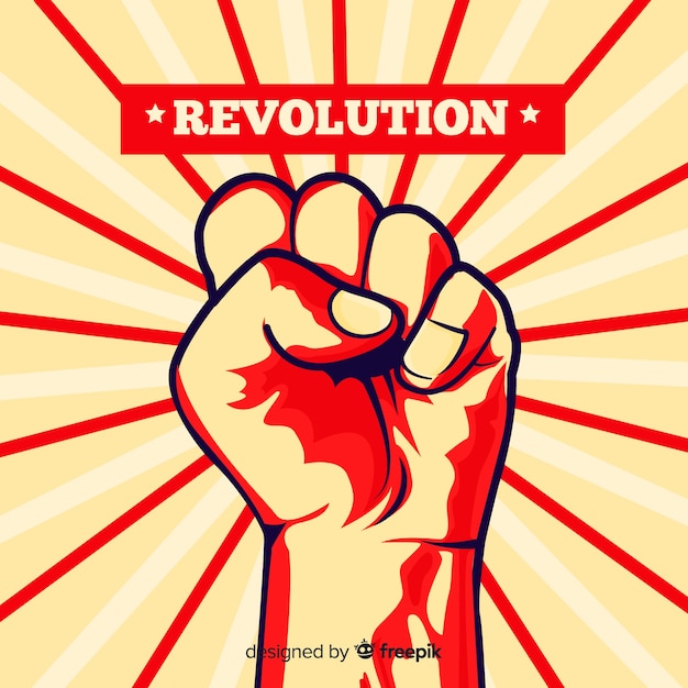 Raised fist for revolution