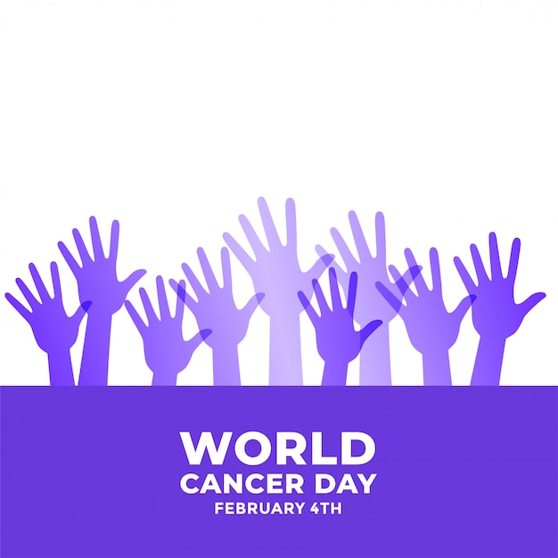 Raised hands for world cancer day awareness