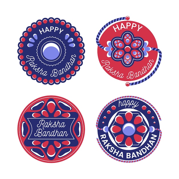 Free Vector raksha bandhan badges collection