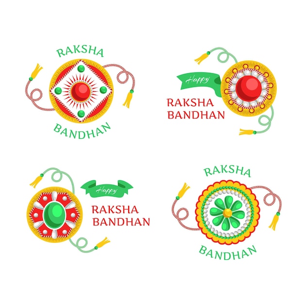 Free Vector raksha bandhan badges concept