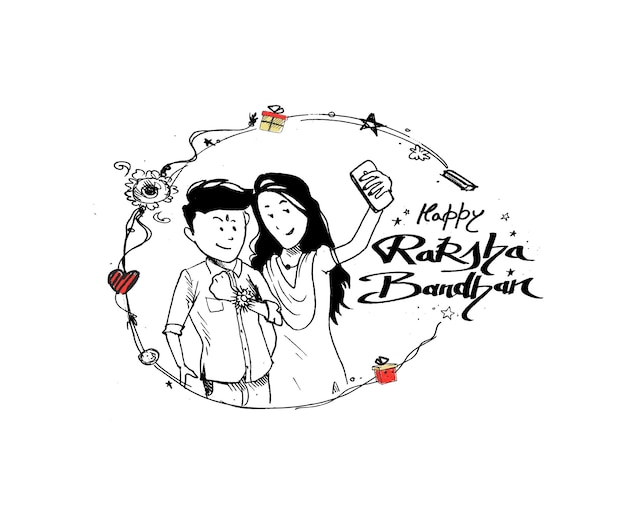 Free Vector raksha bandhan cute little sister and brother celebration decorated