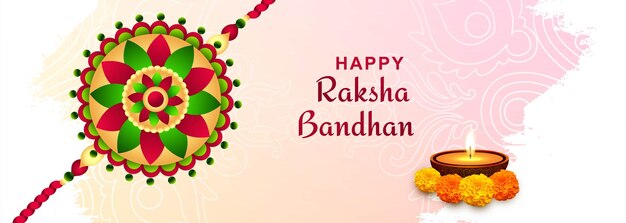 Raksha bandhan festival card with rakhi banner design