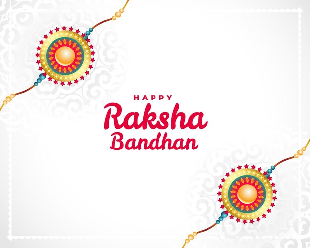 Raksha bandhan white traditional greeting card design