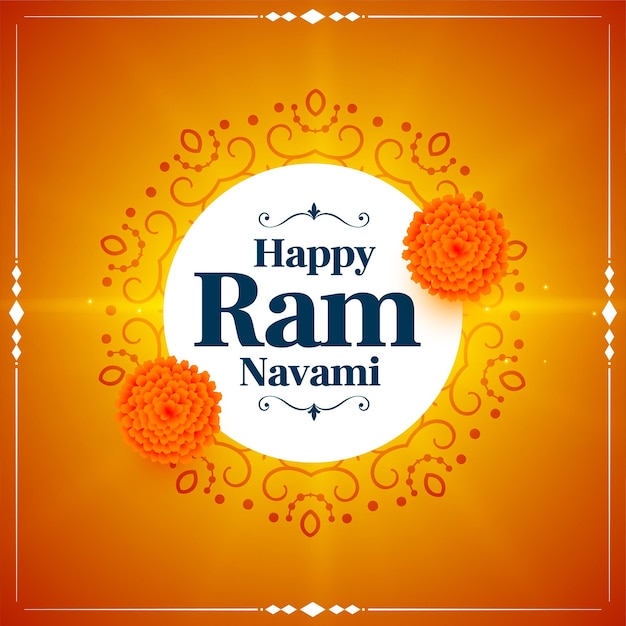 Free Vector ram navami blessing wishes greeting in orange color