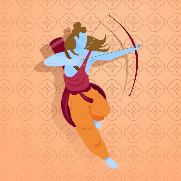 Free Vector ram navami with archer