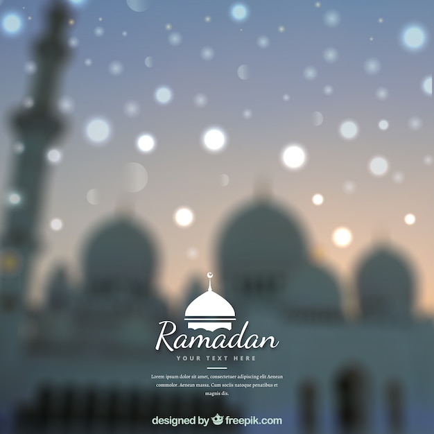 Free Vector ramadan background with mosque in blurred style